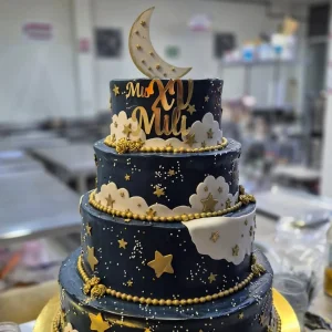 Pastel con noche estrellada